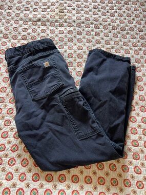 Carhartt Cat 2 2112 Navy Flame Resistant Work Pants size 16 Short